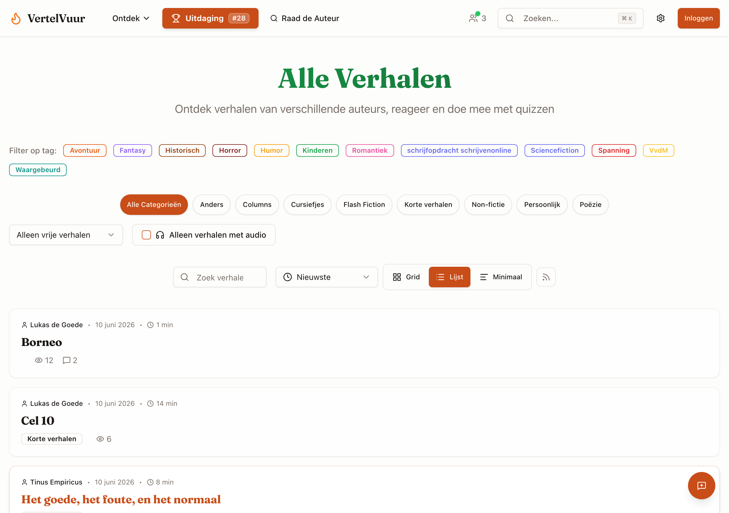 Alle Verhalen met de nieuwe filter "Alleen vrije verhalen"